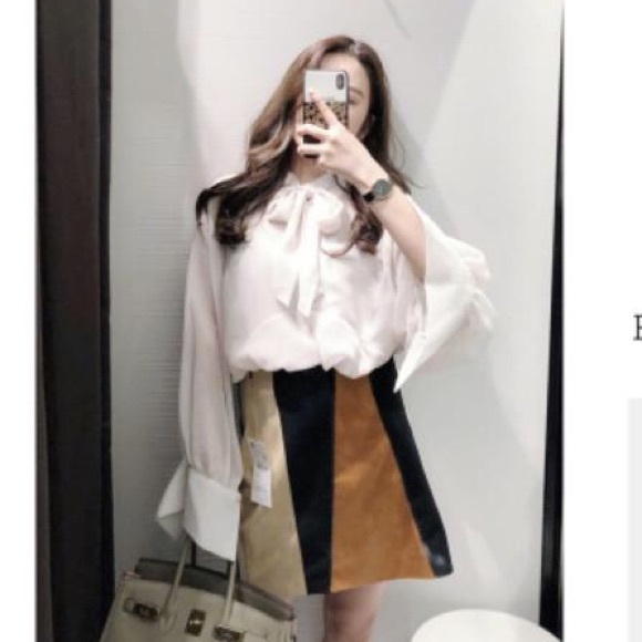 ZARA FAUX SUEDE CHECKED PATCHWORK MINI SKIRT BRAND NEW WITH TAGS SMALL - Picture 2 of 6